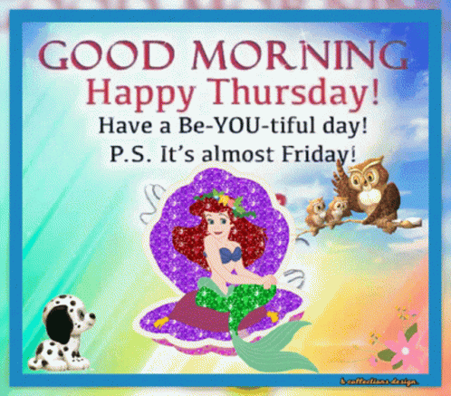 A Good Morning Happy Thursday Card With A Mermaid GIF