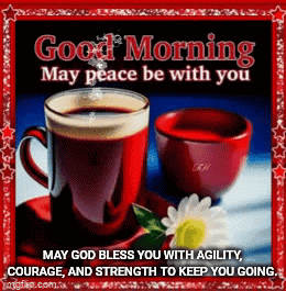 A Good Morning May Peace Be With You May God Bless You With Agility , Courage And Strength To Keep You Going . GIF