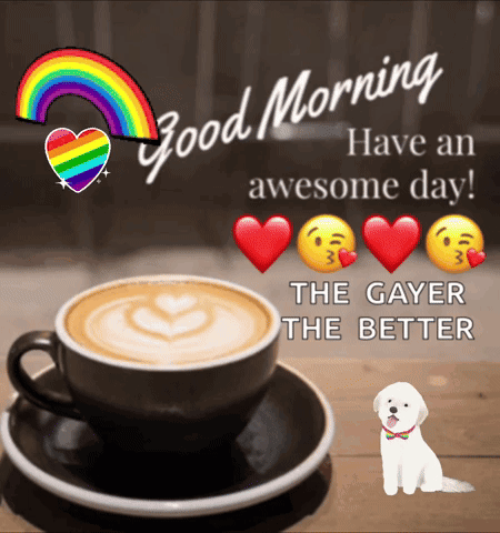 A Good Morning Message With A Cup Of Coffee And Hearts GIF