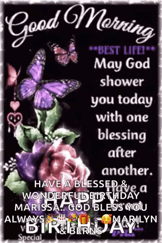 A Good Morning Message With Butterflies And Flowers And The Words `` May God Shower You Today With One Blessing After An GIF