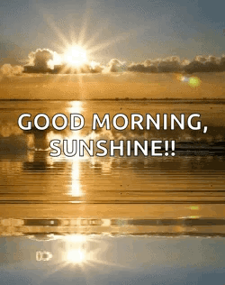 A Good Morning Sunshine Greeting Card With The Sun Shining Over The Ocean . GIF
