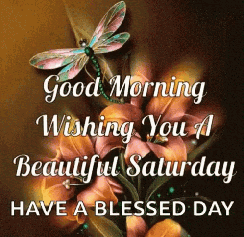 A Good Morning Wishing You A Beautiful Saturday Have A Blessed Day With A Dragonfly On A Flower . GIF