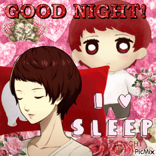 A Good Night Greeting Card With A Girl Sleeping GIF