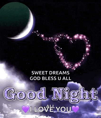 A Good Night Greeting Card With A Heart Made Of Stars GIF
