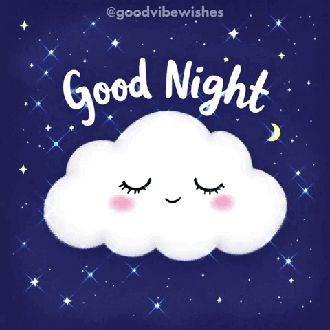 A Good Night Greeting Card With A Sleeping Cloud And A Crescent Moon GIF