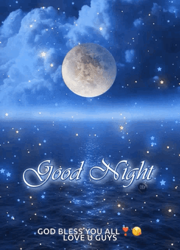 a good night message with a full moon in the background