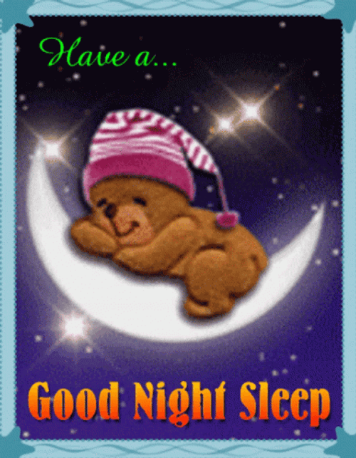 A Good Night Sleep Tight Bear Moon Craddle GIF | GIFDB.com