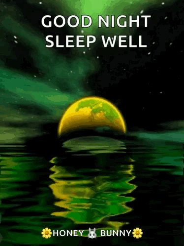 A Good Night Sleep Well Greeting Card With A Green Moon GIF