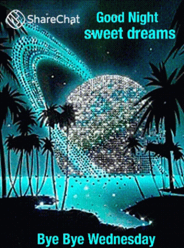 A Good Night Sweet Dreams Bye Bye Wednesday Greeting Card With Palm Trees GIF