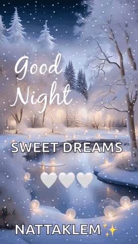 A Good Night Sweet Dreams Greeting Card With A Snowy Forest GIF