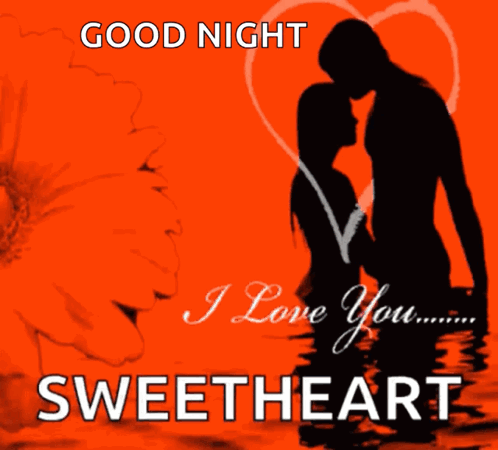 A Good Night Sweetheart Greeting Card With A Man And Woman Kissing GIF