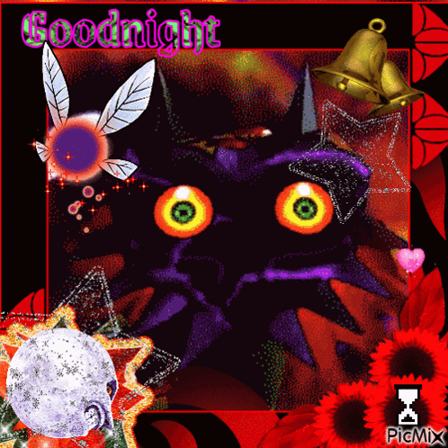 A Goodnight Greeting Card With A Purple Monster GIF