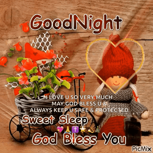 A Goodnight Message With A Doll And A Bicycle GIF
