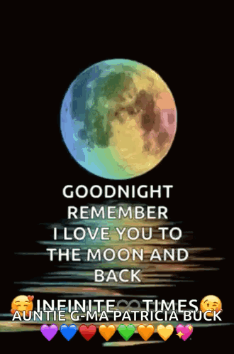 A Goodnight Message With A Full Moon And Hearts GIF