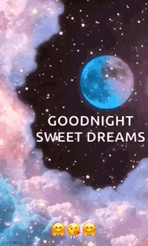 A Goodnight Sweet Dreams Animated Gif With A Blue Moon In The Sky . GIF