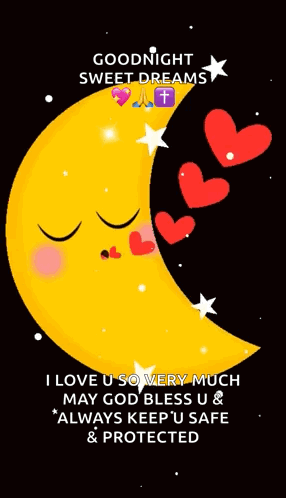 A Goodnight Sweet Dreams Greeting Card With A Crescent Moon And Hearts GIF