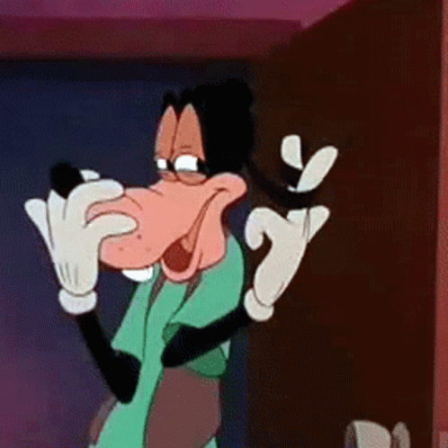 A Goofy Cartoon Character With A Big Nose And Gloves GIF
