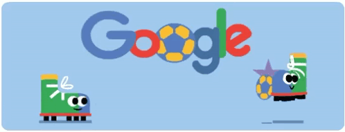Google Logo With Soccer Ball And Shoe GIF