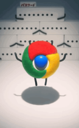 A Google Logo With Arms And Legs Is Standing In Front Of A Sign That Says Password GIF