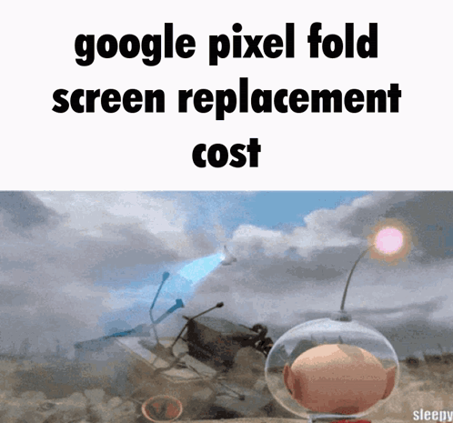 A Google Pixel Fold Screen Replacement Cost Is Shown In A Cartoon GIF