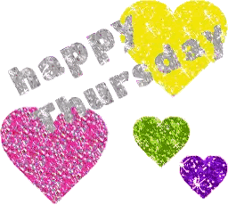 a graphic that says happy thursday with glitter hearts