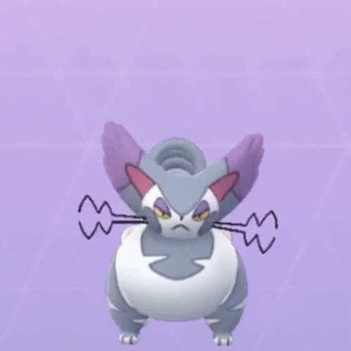 A Gray And White Cat With Purple Wings Is Standing On A Purple Background . GIF