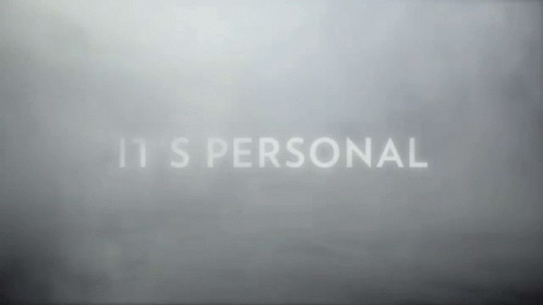 A Gray Background With The Words It 'S Personal Written On It GIF
