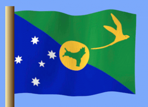 A Green And Blue Flag With A Yellow Bird And Stars GIF