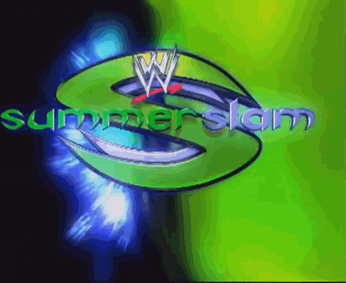 A Green And Blue Logo For Summer Slam GIF