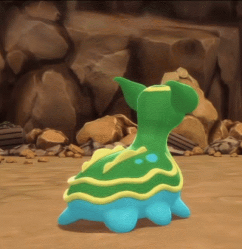 A Green And Blue Turtle With Yellow Stripes On Its Back GIF