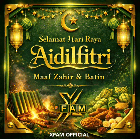 A Green And Gold Greeting Card That Says Selamat Hari Raya Aidilfitri GIF