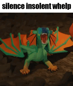 A Green And Orange Dragon With Its Mouth Open Is Sitting On A Rock . GIF
