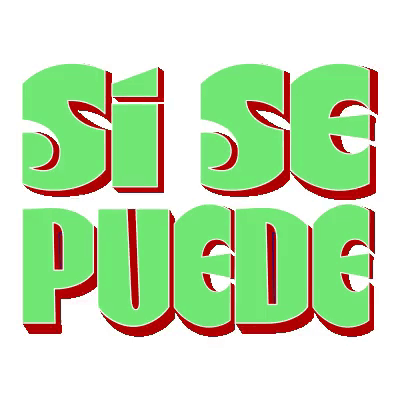 a green and red graphic that says si se puede