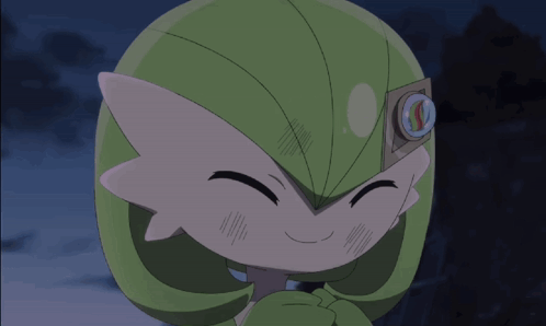 A Green And White Anime Character With A Compass On His Head GIF