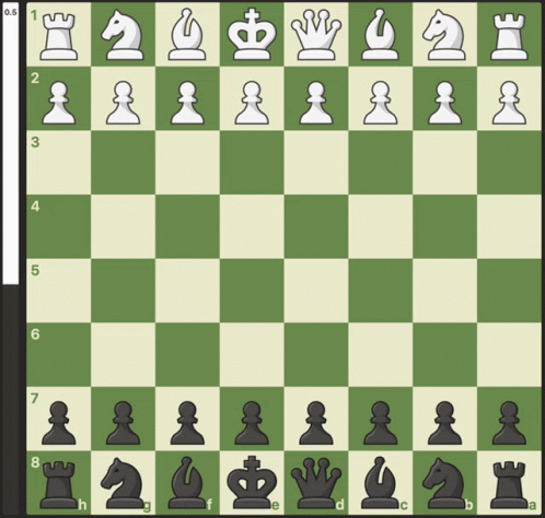 A Green And White Chess Board With White Chess Pieces On It GIF