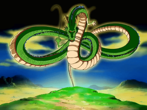 A Green And White Dragon Is Flying Over A Green Hill GIF