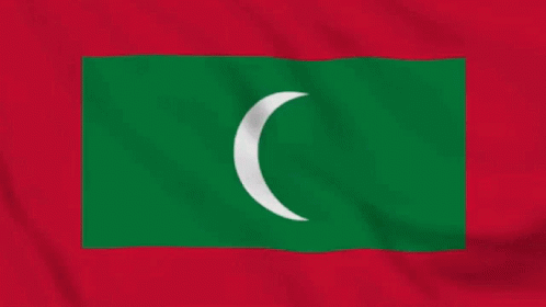A Green And White Flag With A White Crescent Moon On A Red Background . GIF