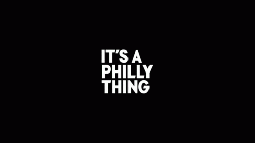 A Green And White Logo That Says It 'S A Philly Thing On A Black Background GIF