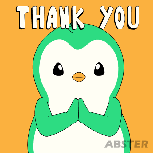 A Green And White Penguin Says Thank You GIF