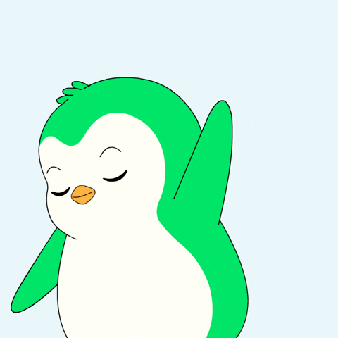A Green And White Penguin With A Yellow Beak GIF