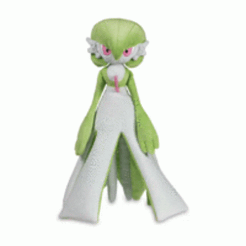 A Green And White Pokemon Plush Toy With A Pink Heart On Its Chest . GIF