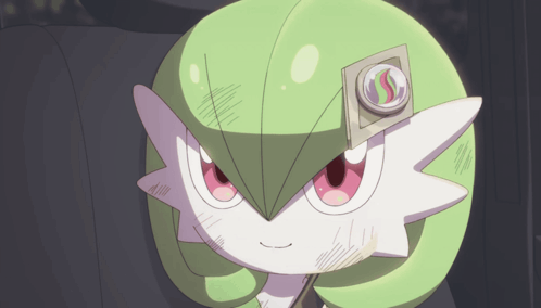 A Green And White Pokemon With A Badge That Says Ss On It GIF