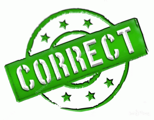 A Green And White Stamp With The Word Correct On It GIF