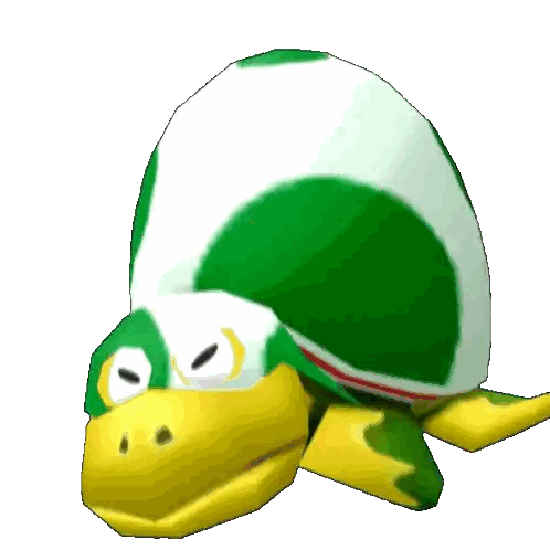 a green and white turtle with a yellow head