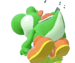 a green and white yoshi laying on its back