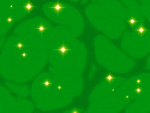 A Green And Yellow Background With A White Glowing Object GIF