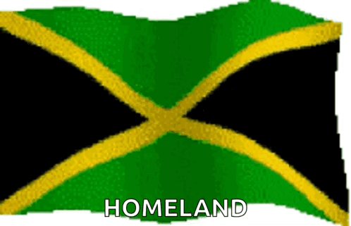 A Green And Yellow Flag With The Word Homeland On It GIF