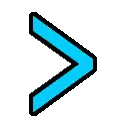 a green arrow pointing to the right with a black border on a white background .