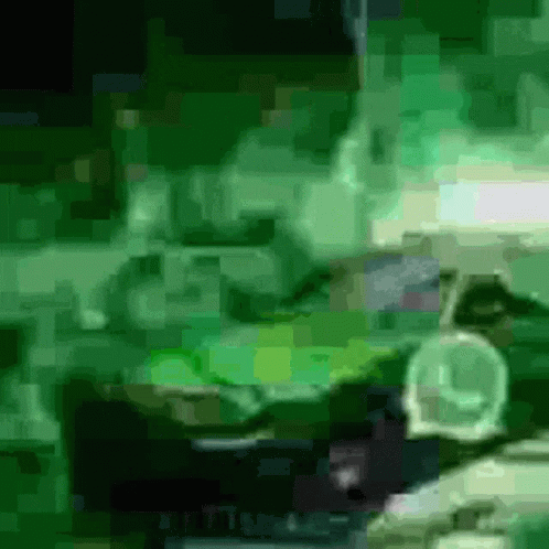 A Green Background With A Blurred Image Of A Person And A Clock GIF