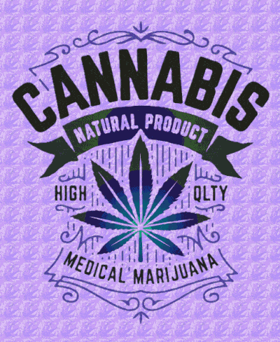 A Green Background With A Purple Leaf And The Words Cannabis Natural Product GIF